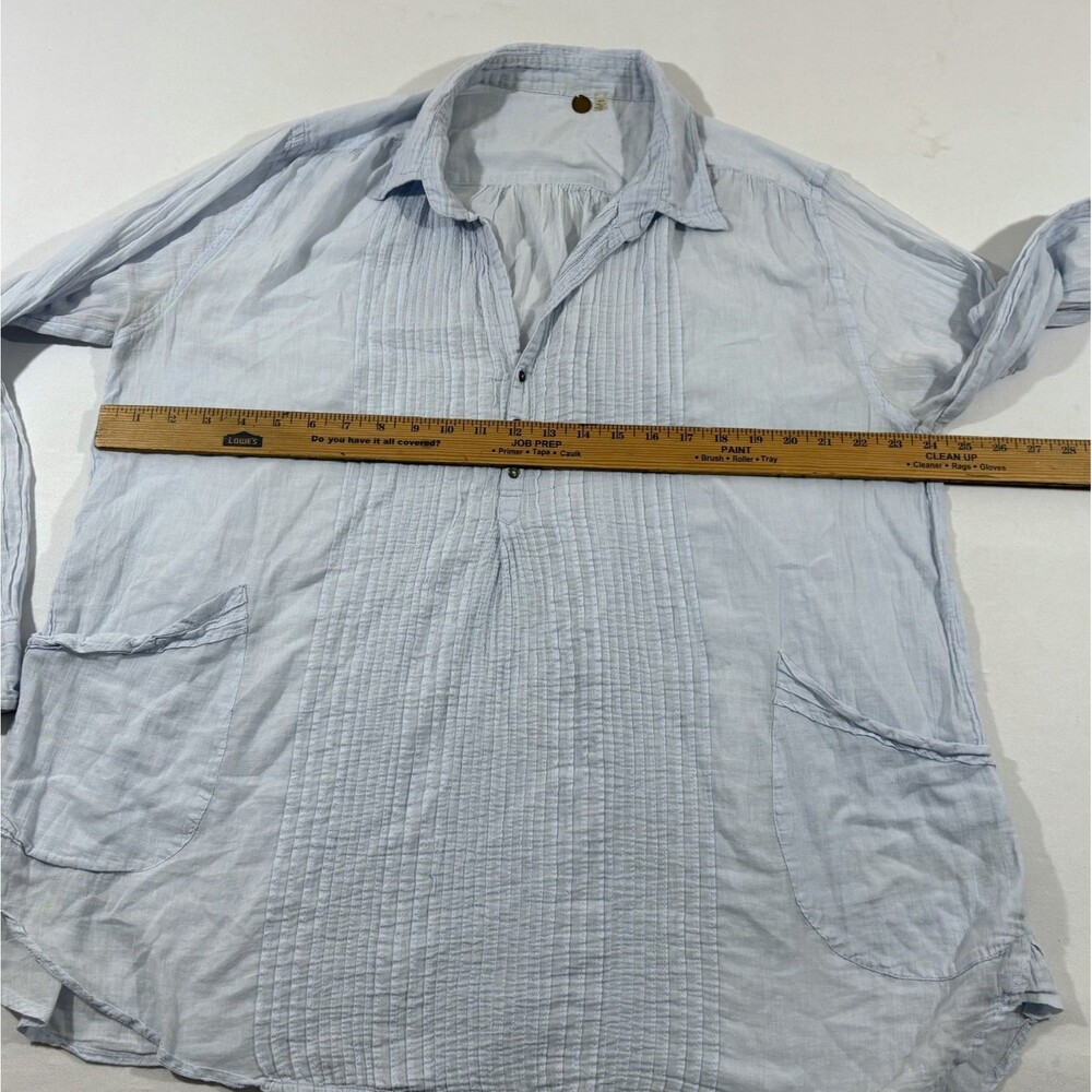 Free People Waverly Tunic Pockets Blue Long Sleeve Lightweight Cotton Boho Sz M - Picture 6 of 10